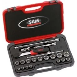 COFFRET SAM OUTILLAGE DOUILLES ET ACCESSOIRES 22 OUTILS 3/8 -74J22A